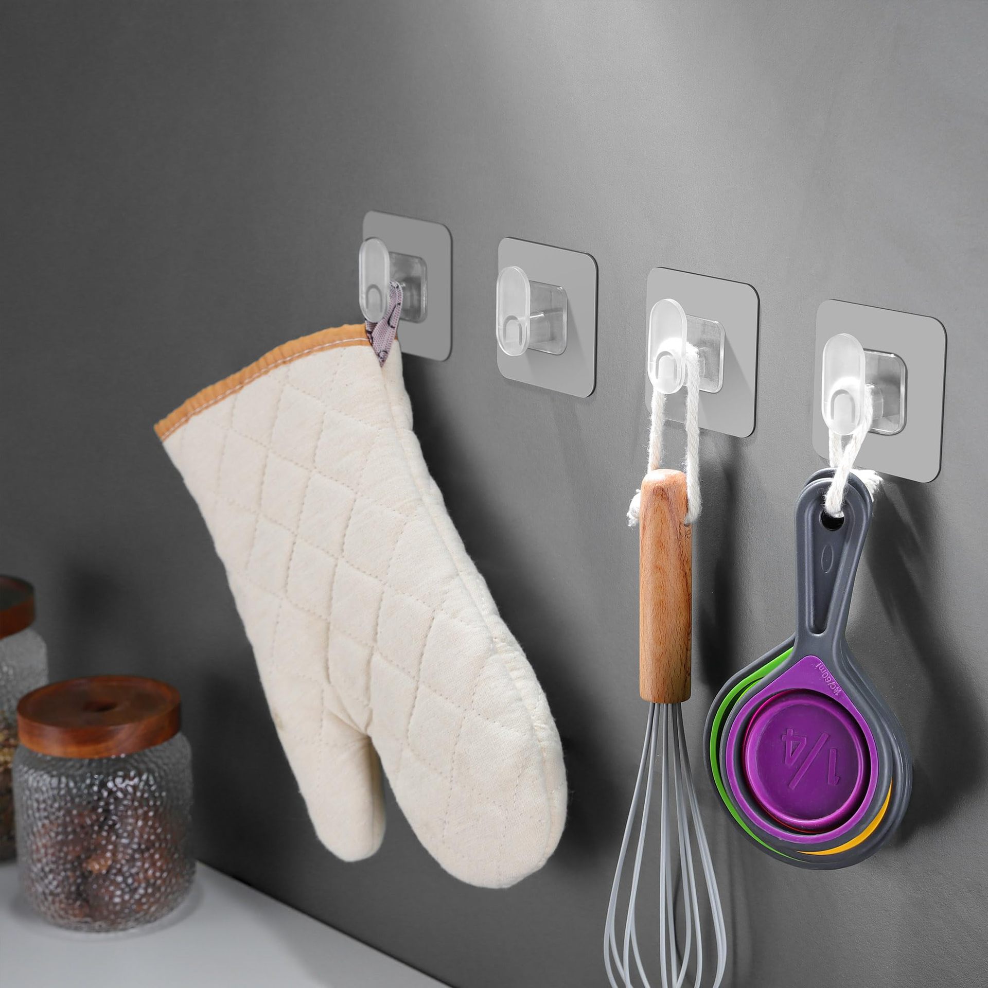 Large-sized, seamless, strong coat hook for kitchen and bathroom, transparent pattern, load-bearing, creative adhesive hook Specification image