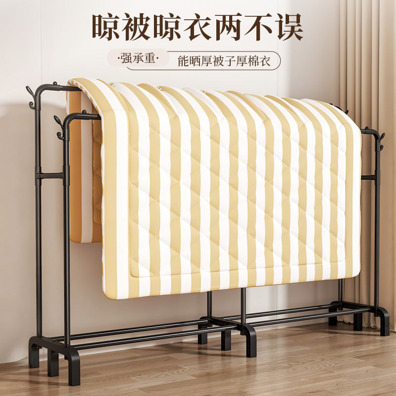 Floor-standing clothes drying rack, bedroom household clothes floor-standing rack, telescopic and adjustable thickened coat rack details Picture