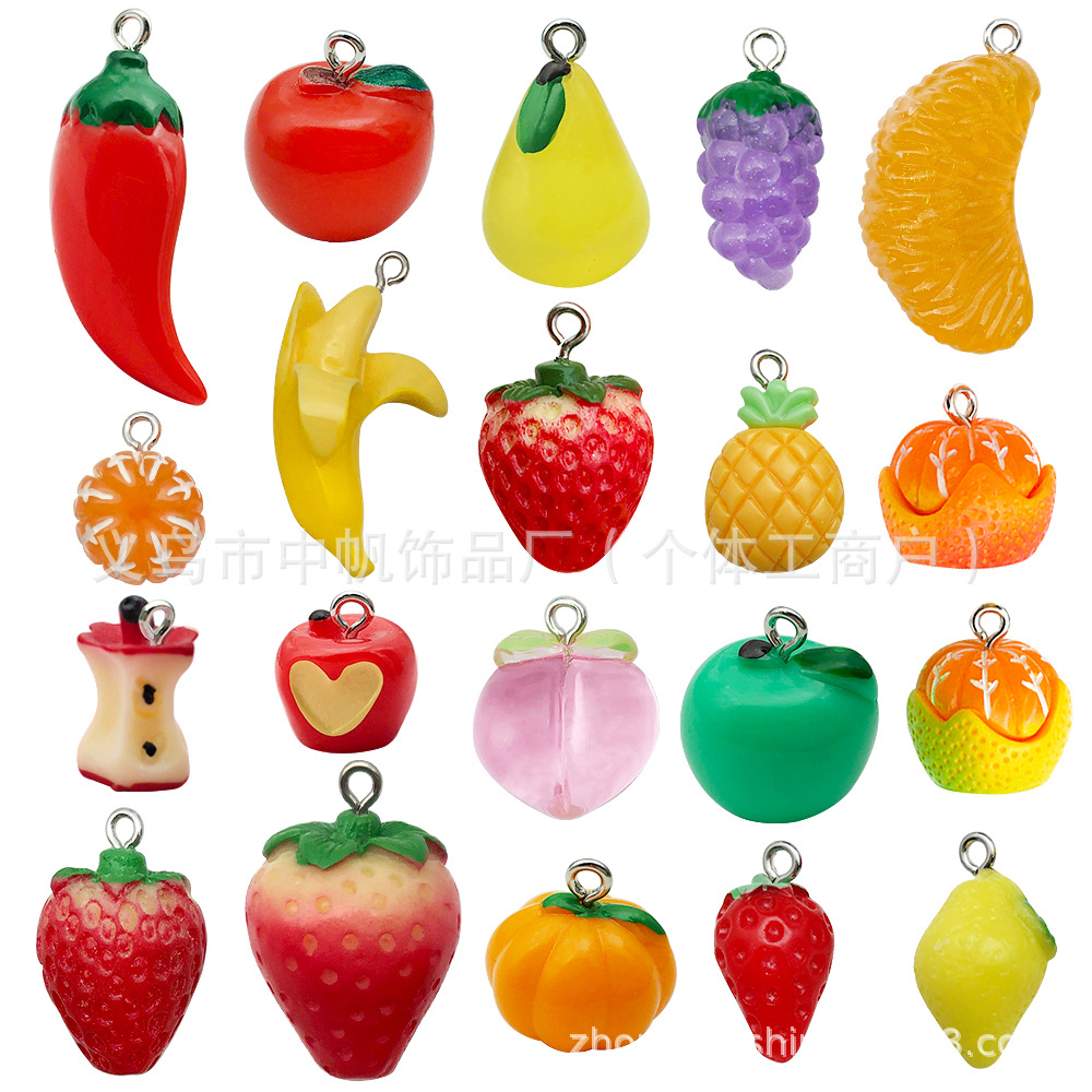 Resin simulation fruit accessories, three-dimensional ornaments, cute handmade diy earrings, necklaces, pendants, keychains, pendants