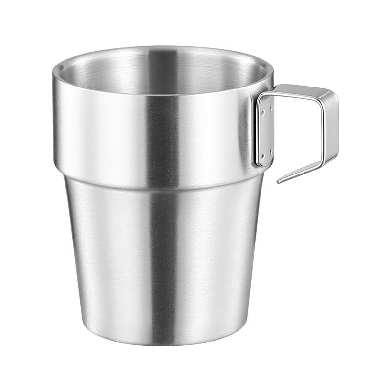 304 stainless steel coffee cup, double-layer handle to prevent scalding hands, milk cup, breakfast cup, stacked storage, drinking cup, cross-border Item Picture