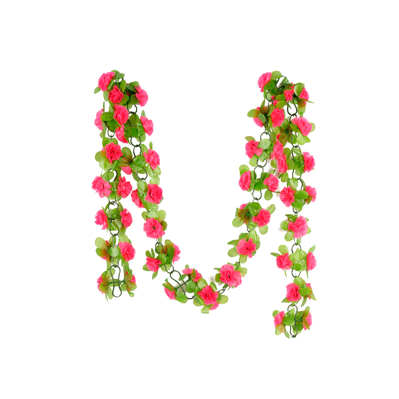 Carnation vine decoration, vine entwined artificial flower hanging pipe, wall hanging, indoor green plant, long strip flower, living room wisteria flower, vine weaving, hotel decoration details Picture