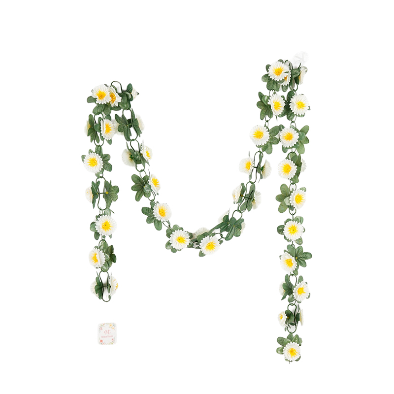 Chrysanthemum chain, wicker decoration, wicker entanglement, artificial flower hanging pipe, wall hanging, indoor green plant, long strip flower, living room wisteria flower, wicker weaving artificial flower details Picture