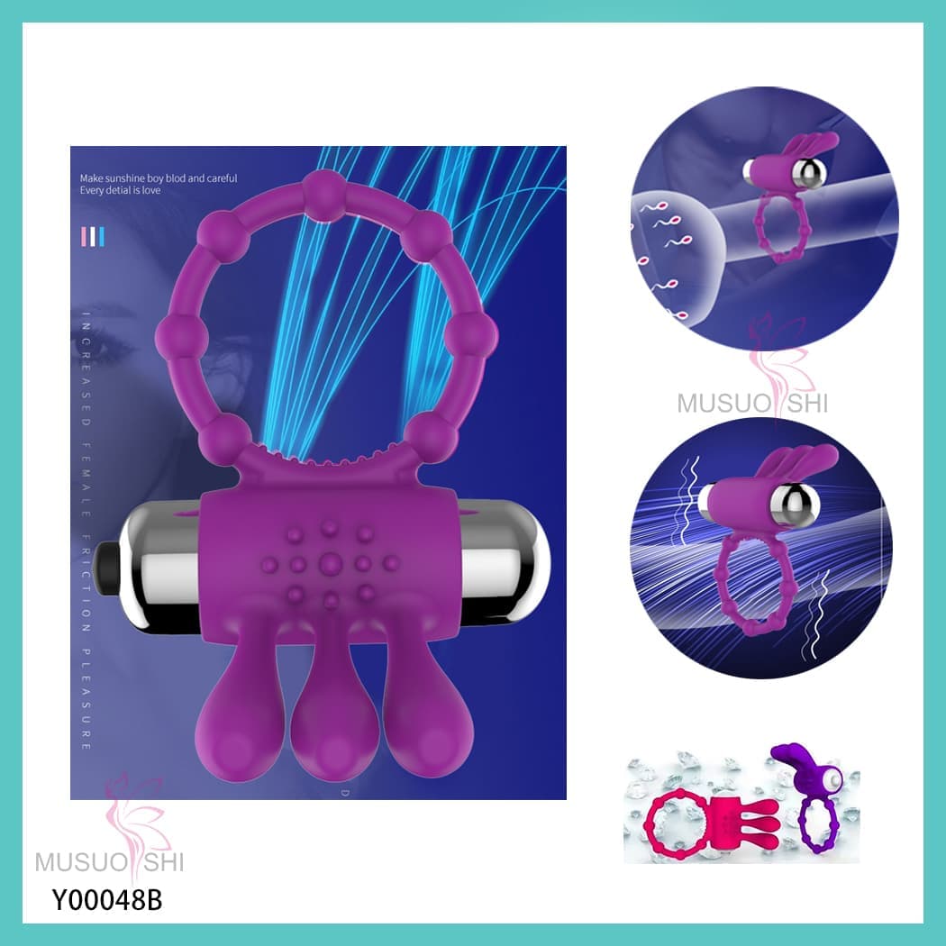 Y00048B sex toys Cock Ring Penis Locked Time Delay Enhance Ejaculation G-spot Stimulation Vibrating Crystal Dildo Ring for Couples Purple Vibrating Cock Ring with Stimulating Bulbs full figure