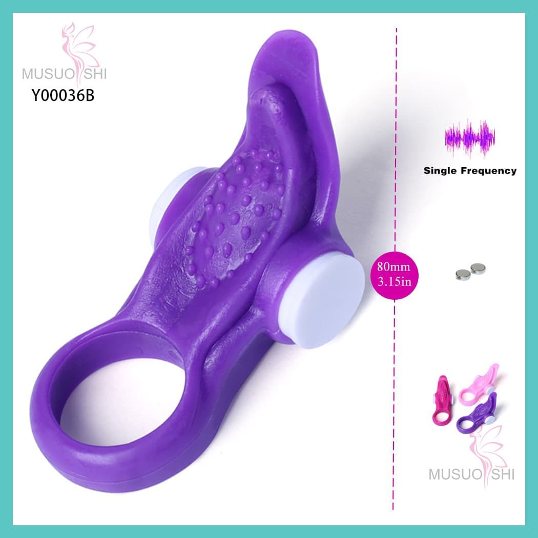 Y00036B Vibrator Penis Ring Adult Sex Toys Dildo Ring Condom Erection Penis Toy Cock Ring for Male Purple Vibrating Cock Ring with Stimulating Nubs - Y00036B full figure