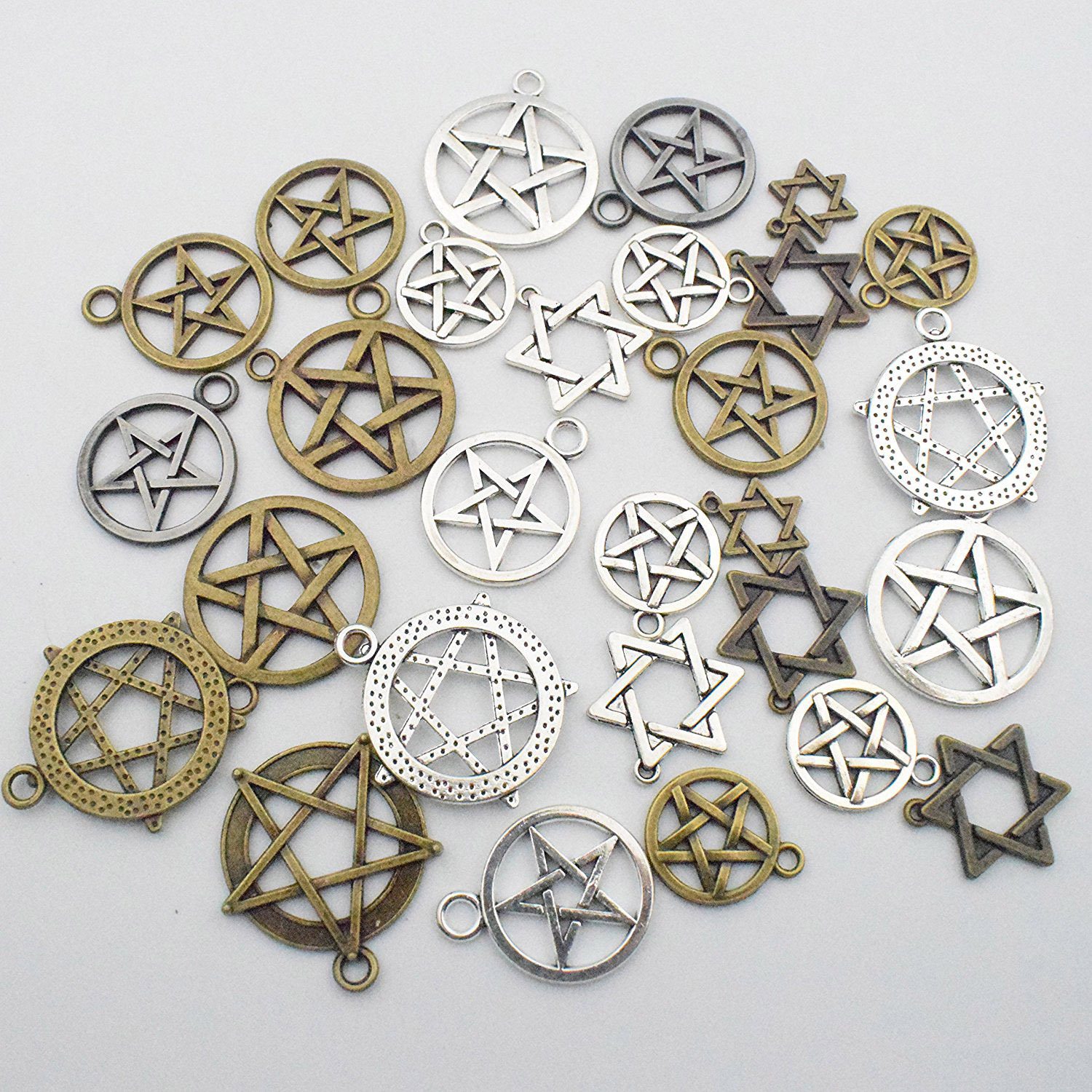 中帆diy饰品配件复古合金塔罗牌吊坠五芒星星辰之力项链手链挂件