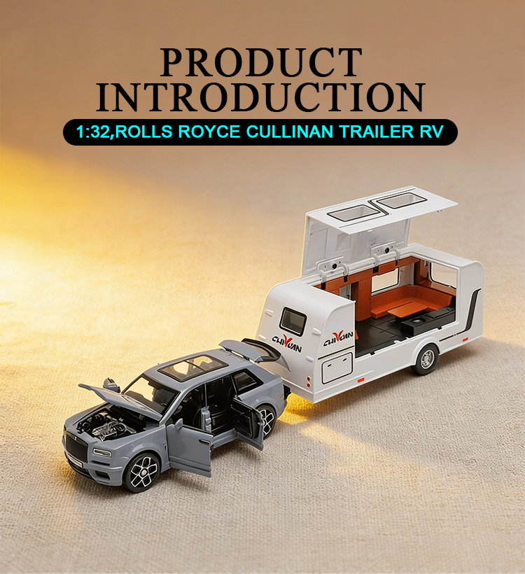 1:32 Rolls-Royce Cullinan trailer RV alloy model Rebound Sound and Light Effect Trendy Art Desktop Decoration Complaint price: ¥48.20 - ¥50.40, starting from 36 pieces pic 3