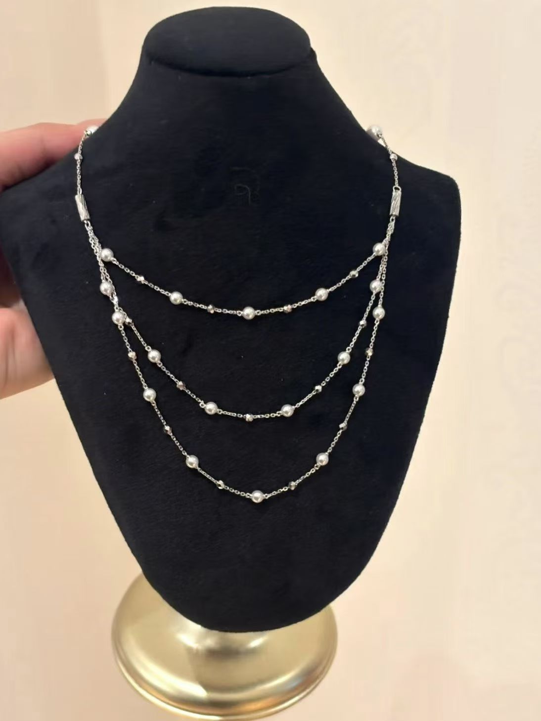 新中式多层叠戴珍珠项链女小众轻奢高级感长款毛衣链百搭配饰珍珠项链珍珠项链