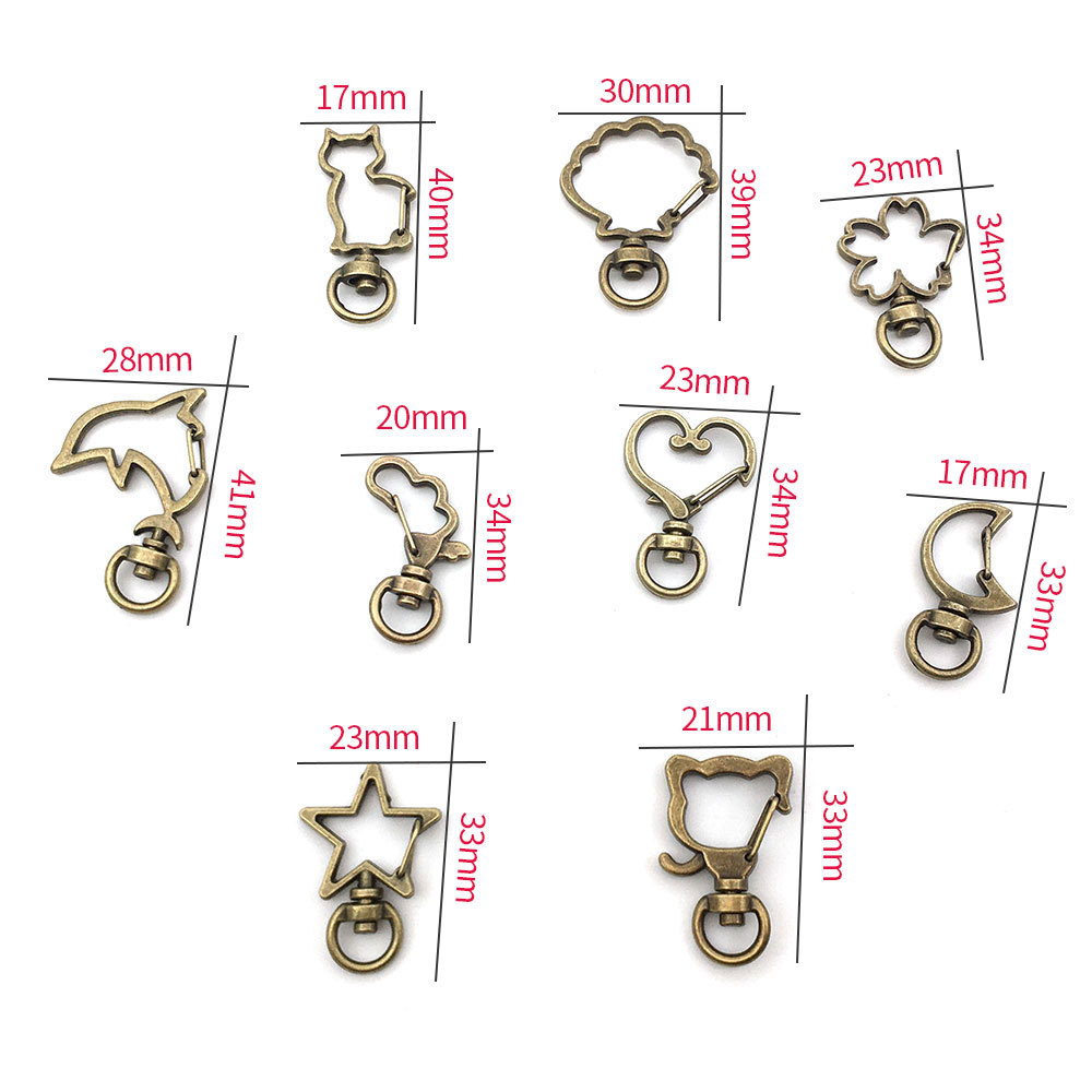 Color-preserving hanging plating heart-shaped keychain accessory diy decoration plum blossom cloud five-pointed star dog buckle moon-shaped hook buckle Item Picture