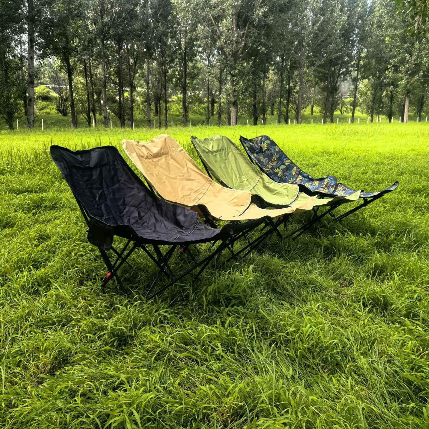Outdoor folding chair, four-speed adjustable leg rest, detachable lounge chair, moon chair, portable camping backrest, camping moon chair, outdoor products, beach chair, folding chair, outdoor folding chair details Picture