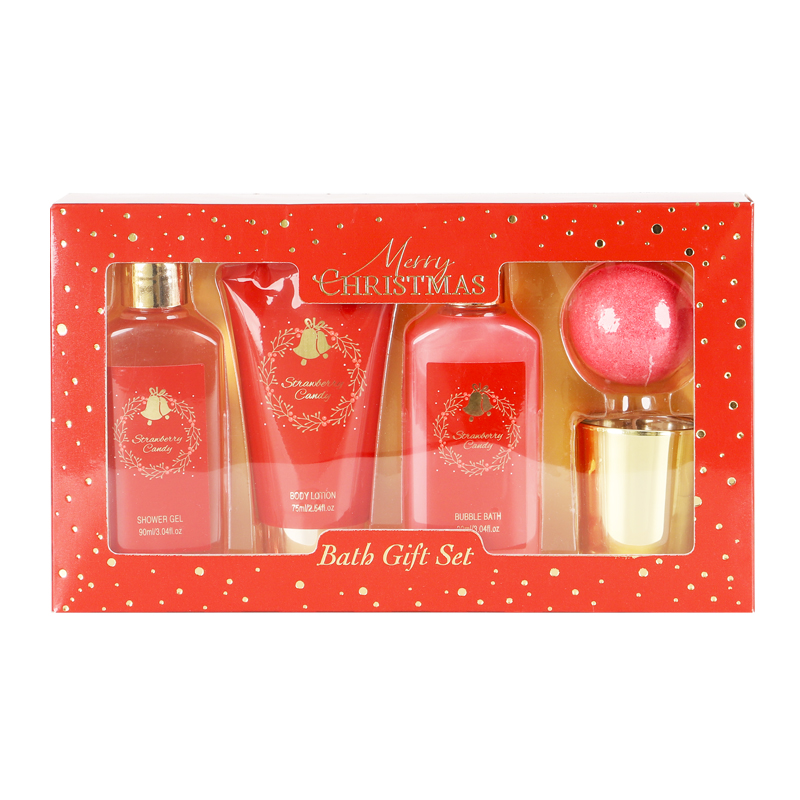 Bathroom gift set, multi-functional bathroom supplies set, bubble body wash, body lotion, scented candles, explosive salt, excellent gift items, Christmas-themed gift box, home bathroom gift box