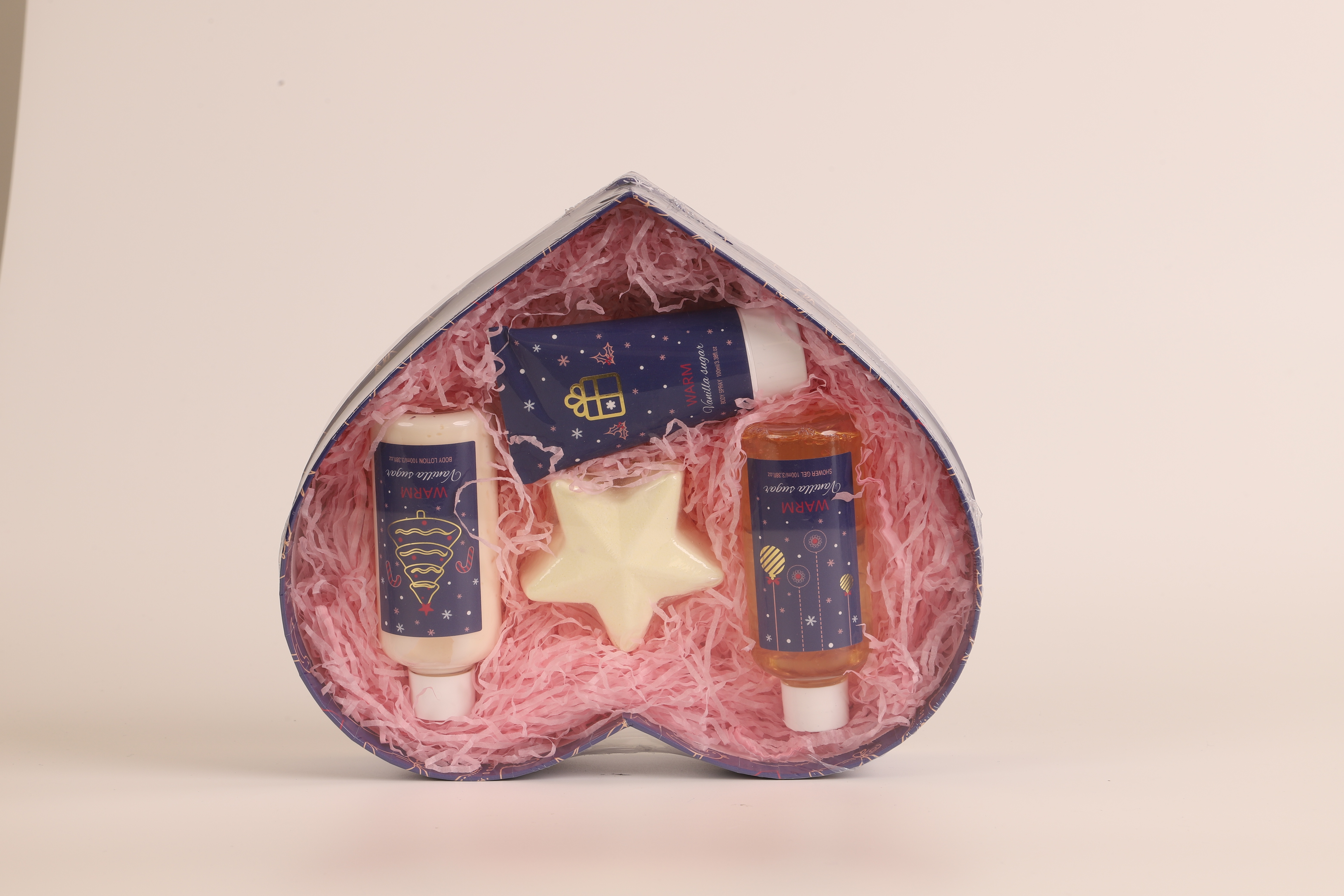 Romantic heart-shaped gift box, body care products, long-lasting moisturizing body lotion, body wash, four-piece set, perfect for your girlfriend or lady as a warm gift and souvenir Specification image