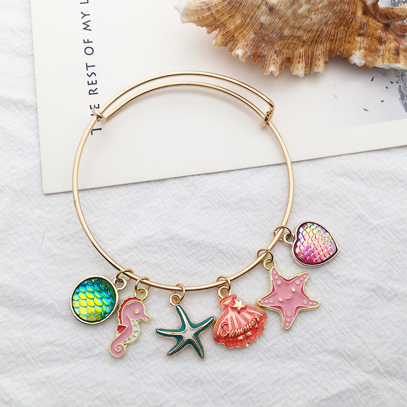 Oil-dripping alloy Marine shark, starfish, mermaid, dolphin pendant, diy bracelet, necklace accessory, pendant details Picture