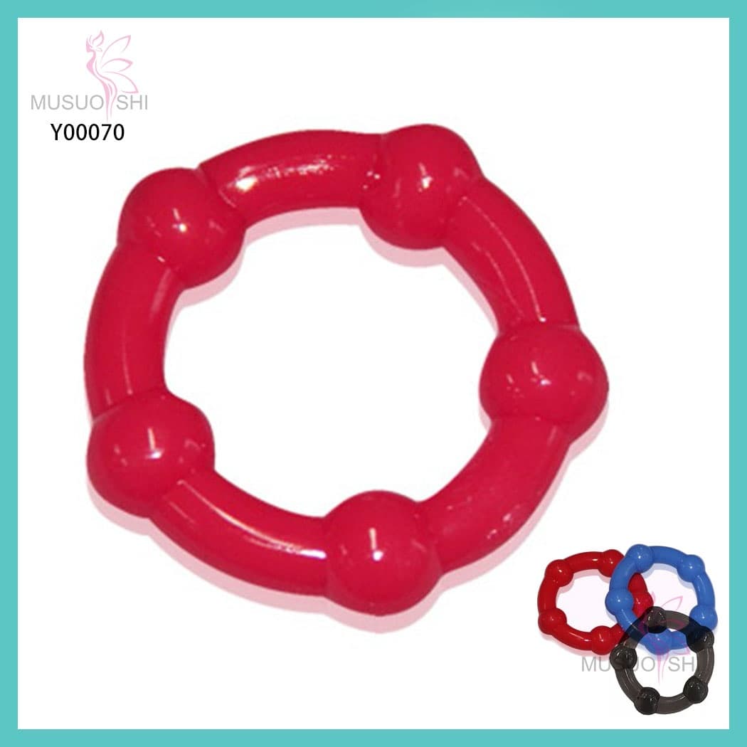 Y00070 Wholesale Price Elastic Triangle Penile Ring Massage Extended Penile Ring Silicone Cock Ring for Men sex toys Red Beaded Silicone Ring - Y00070 full figure
