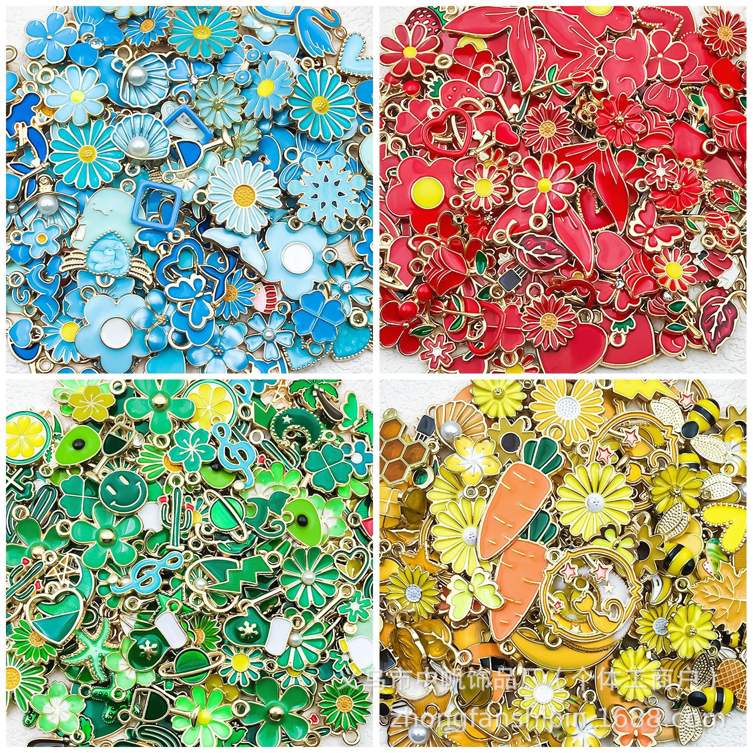 Cross-border exclusive supply of 20/50/100 nine-color oil-dripping alloy jewelry accessories, DIY bracelets, necklaces, pendants and pendants Application Scenario