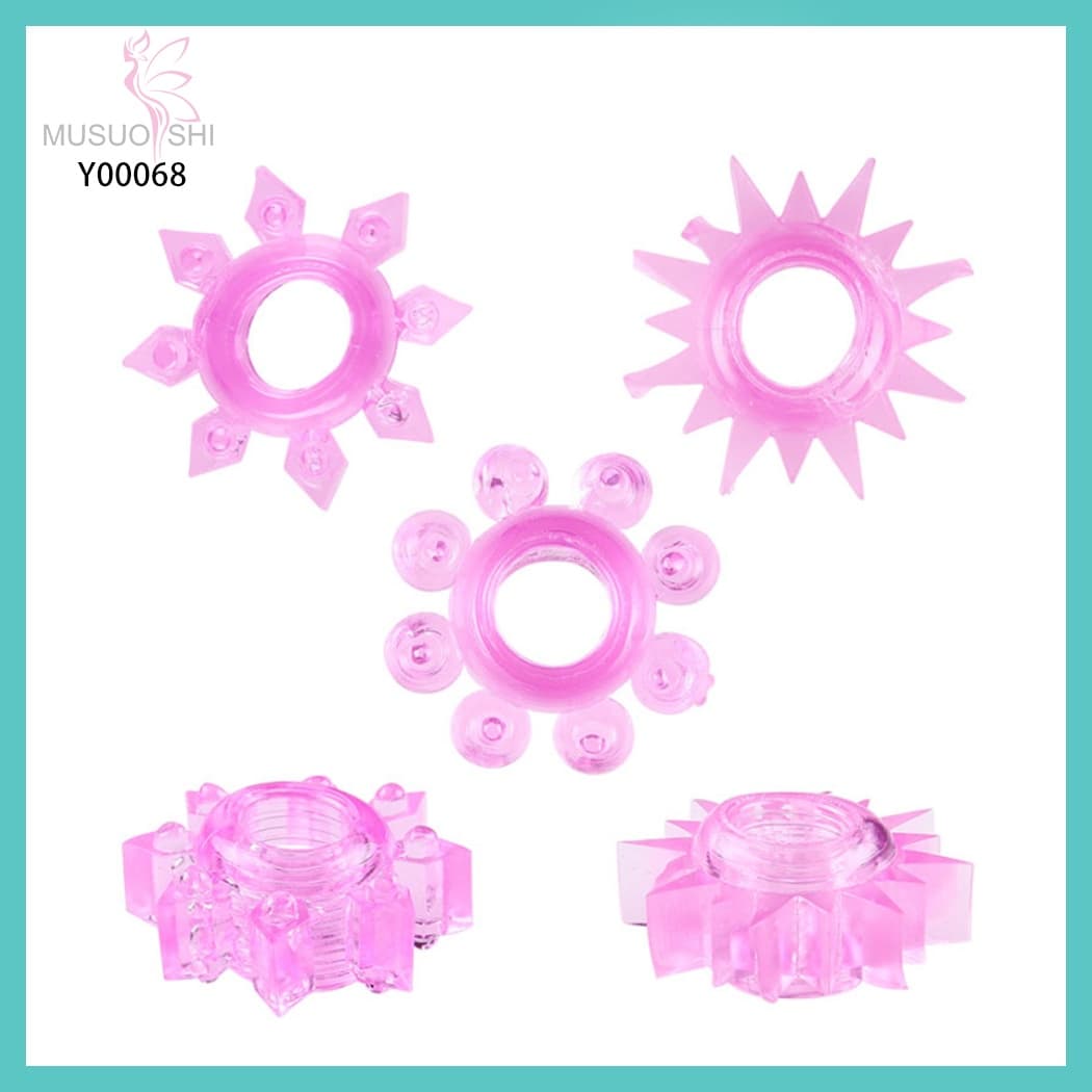Y00068 sex toys Wholesale Men's G-Spot Sex Toys Liquid Silicone Cock Locking Ring Dildo Ring Pink Star-Shaped Hair Clips Set - Y00068 full figure