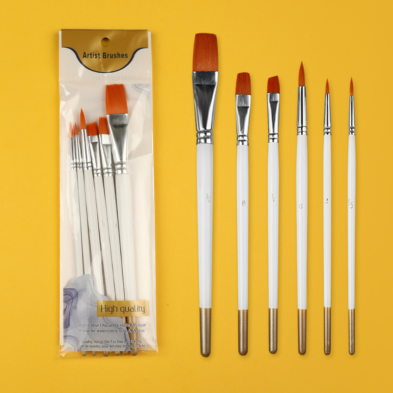 新款卫庄画笔油画刷白杆尼龙毛水粉水彩油画笔套装画 材美术批发