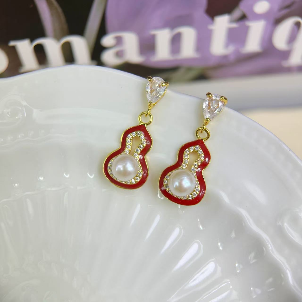 New Year's Gourd Blessing and Fortune Gourd style freshwater pearl inlaid wholesale pearl necklace, natural stone necklace detail image 6