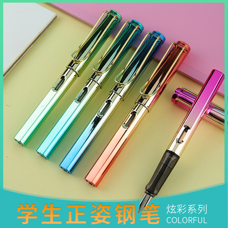Factory shipment of Weizhuang multi-color fountain pens, student fountain pens, upright writing practice ink, water-ink bag dual-purpose fountain pens wholesale details Picture