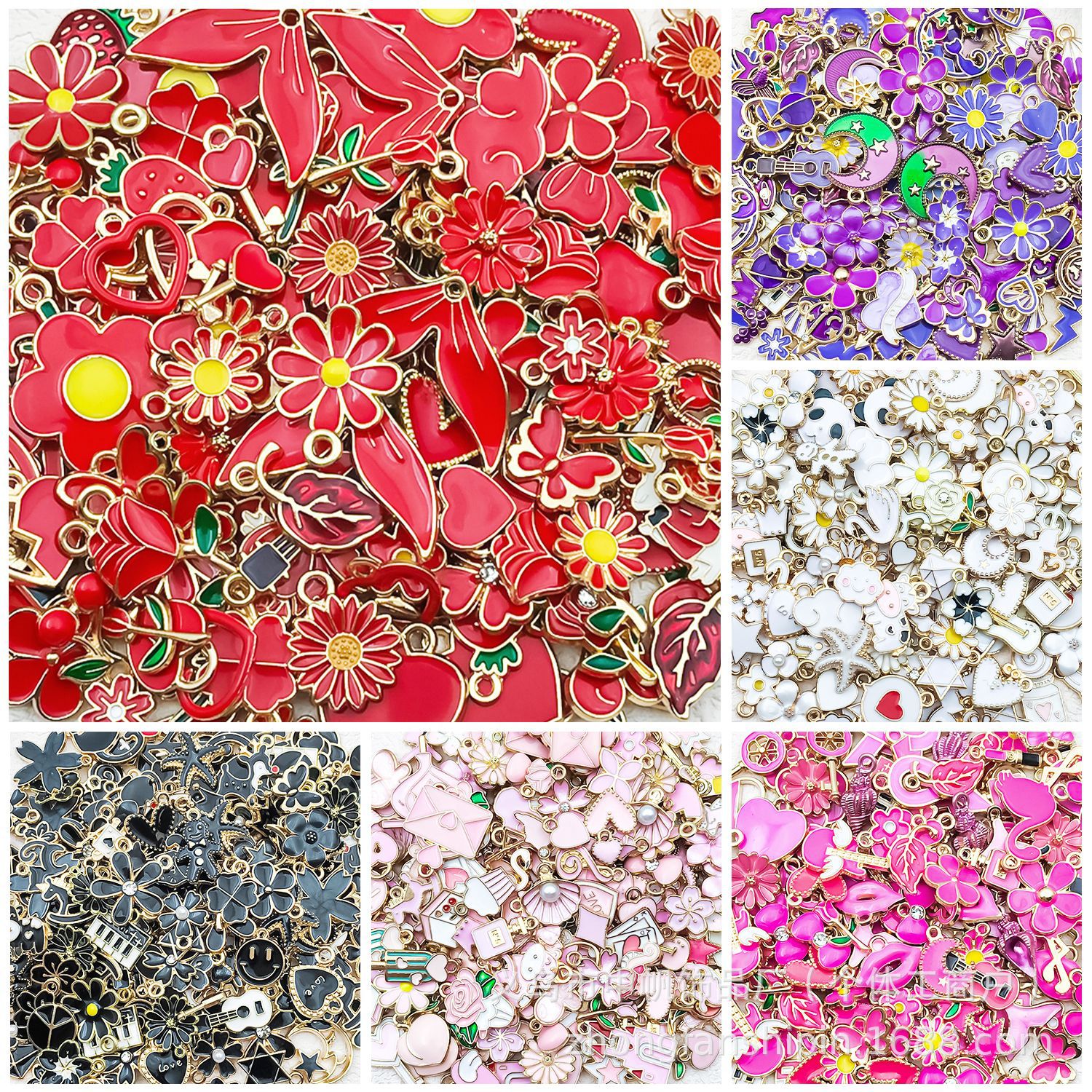 Cross-border exclusive supply of 20/50/100 nine-color oil-dripping alloy jewelry accessories, DIY bracelets, necklaces, pendants and pendants Specification image