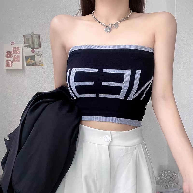 Letter girl, pure and sensual, strapless vest, women with chest pads, summer sexy top, short chest wrap inside Item Picture