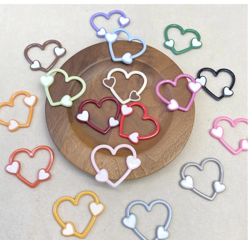 亚克力烤漆新款无孔镂空大爱心diy/手机链搭配饰品配件材料批发详情1