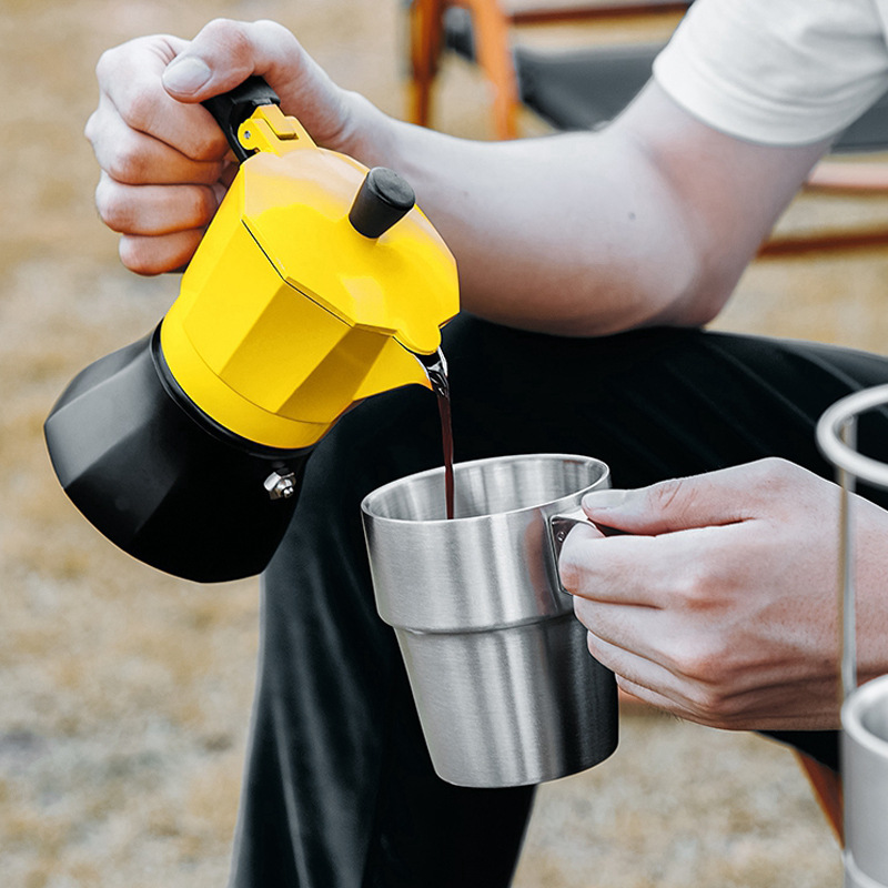 304 stainless steel coffee cup, double-layer handle to prevent scalding hands, milk cup, breakfast cup, stacked storage, drinking cup, cross-border Specification image