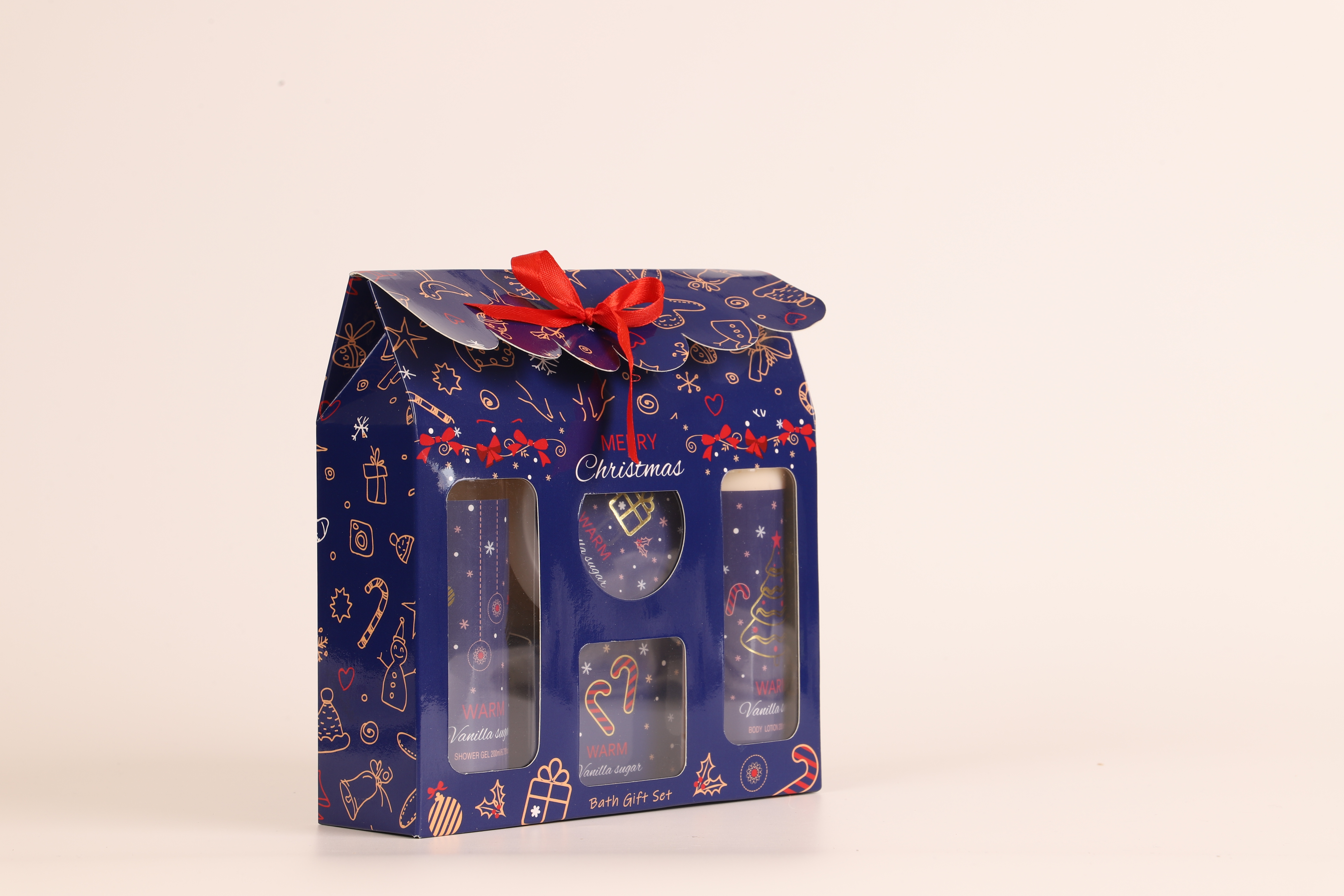New Christmas element gift box set: Body lotion, Body Wash, scrub, Bath salt, four-piece combination. Practical gift. Factory direct sales, wholesale price, customizable brand details Picture