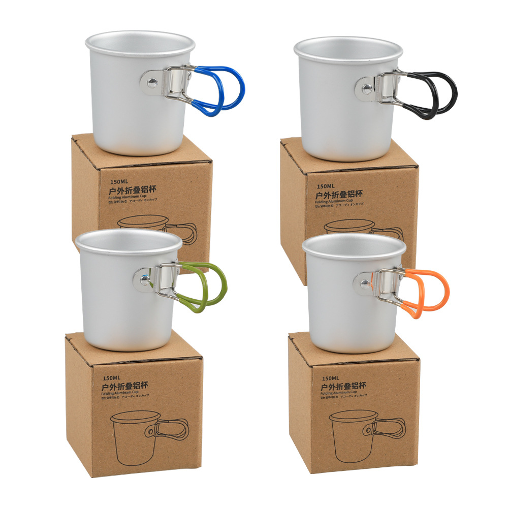 150ml/300ml outdoor aluminum alloy folding small tea cups, picnic water cups, coffee cups, camping barbecue wine cups, self-driving tour mouthwash cups