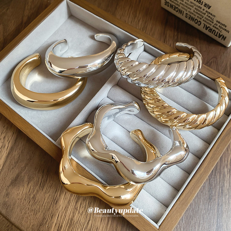 跨境不规则开口手镯欧美小众个性设计手环时尚气质高级感手饰批发