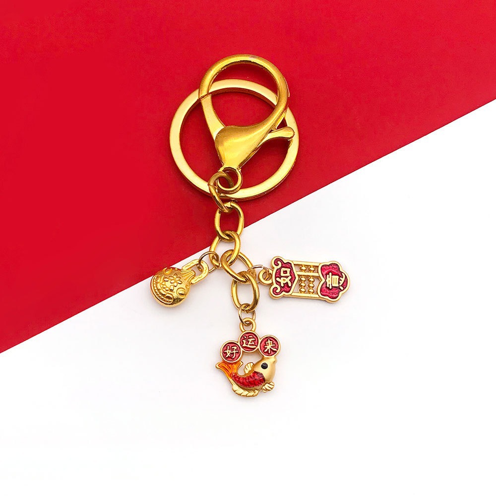 New Year lion dance "Fu" character auspicious and happy pendant, Chinese-style ancient method sand gold and Ya gold diy accessory and decorative pendant Specification image
