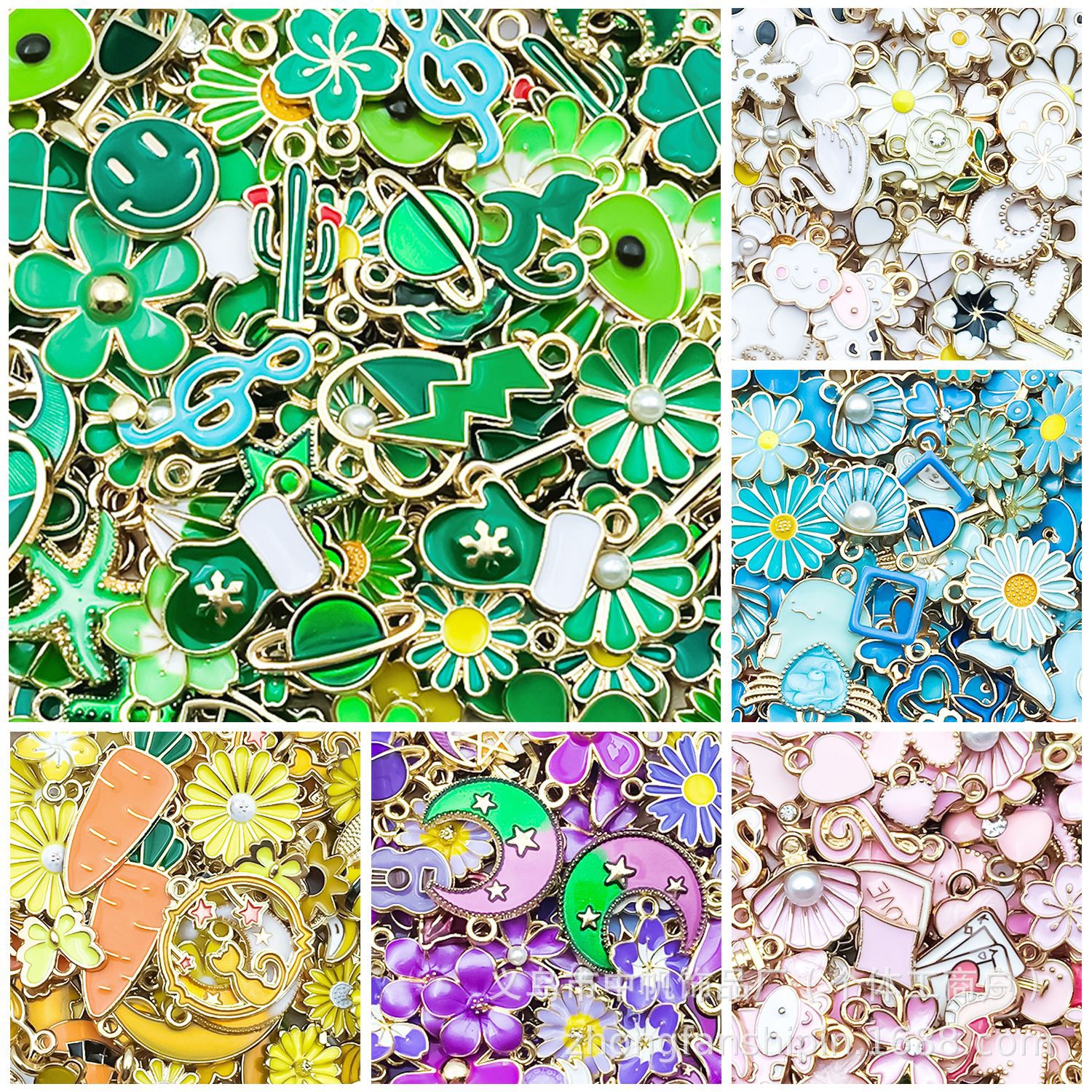 Cross-border exclusive supply of 20/50/100 nine-color oil-dripping alloy jewelry accessories, DIY bracelets, necklaces, pendants and pendants details Picture