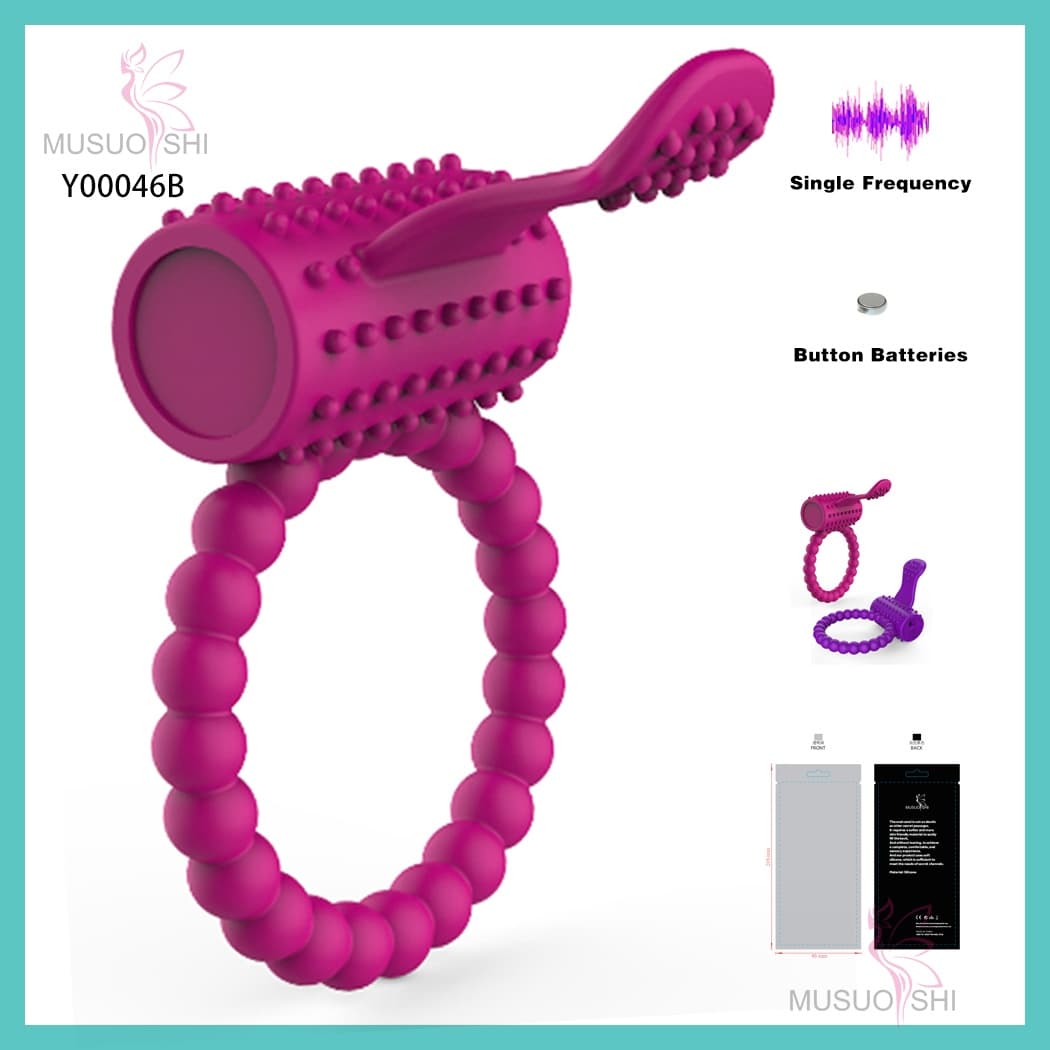 Y00046B Wholesale Adult Men Sex Toys Vibrating Cock Ring for Men Penis Delay Ejaculation Dildo Vibrator Vibrating Cock Ring with Bulge & Nubs - Purple full figure