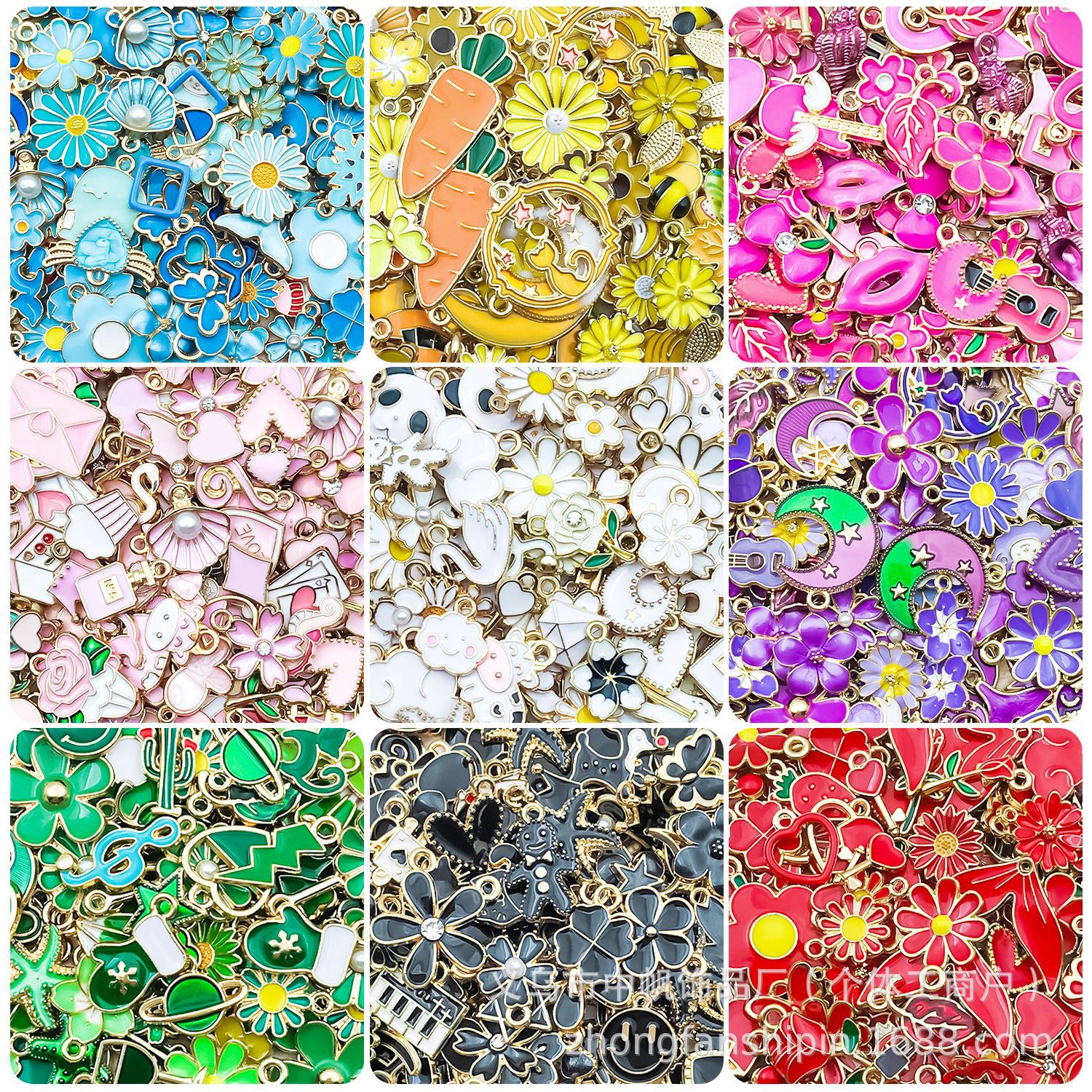 Cross-border exclusive supply of 20/50/100 nine-color oil-dripping alloy jewelry accessories, DIY bracelets, necklaces, pendants and pendants