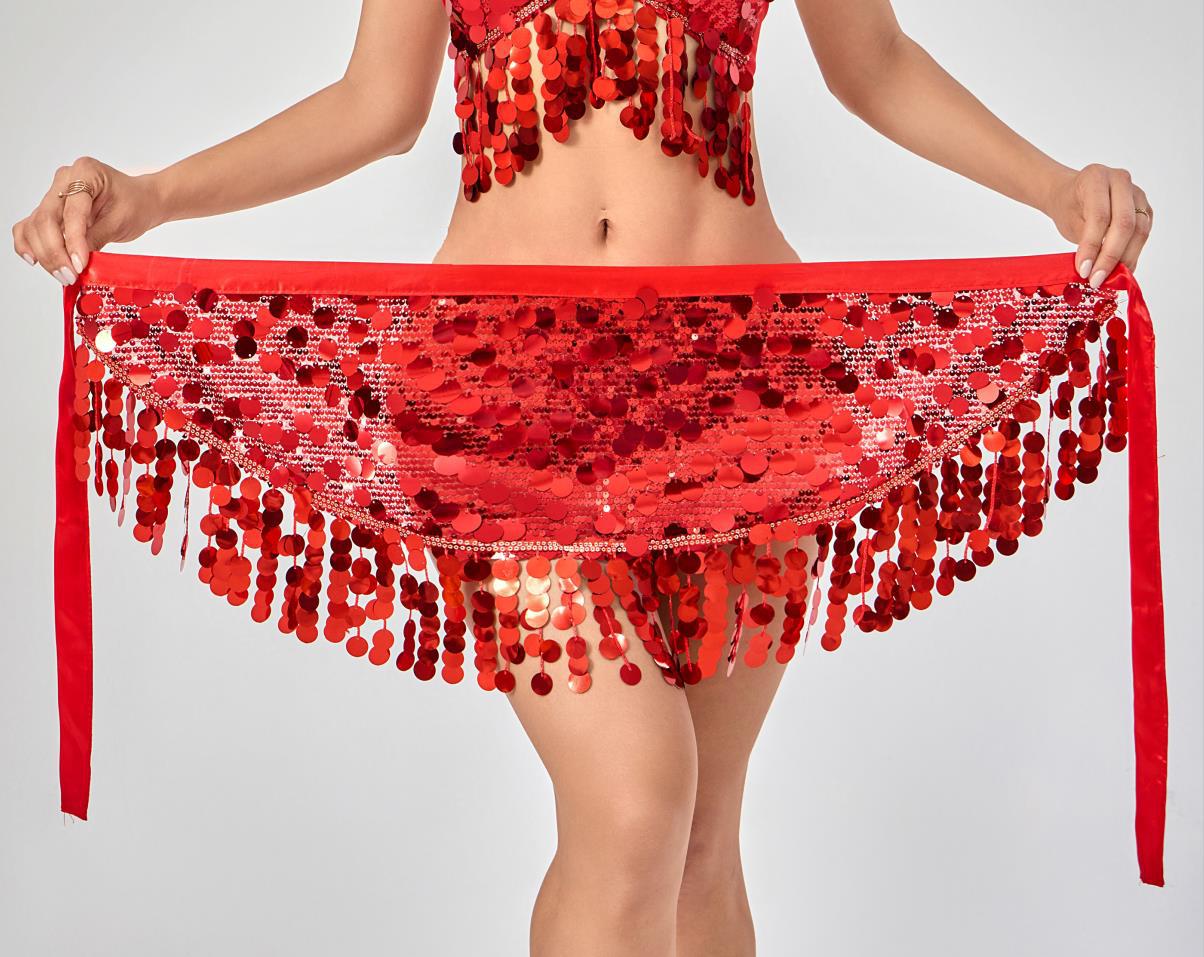 新款肚皮舞舞台表演演出腰饰专业演出腰链臀巾中东亮片流苏腰巾支持定制加工跨境电商爆款亚马逊稀音供货非洲大码女装纱裙半身裙详情图13