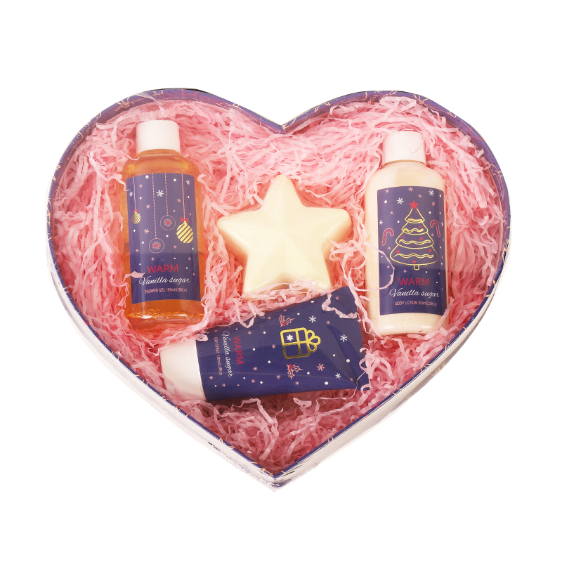 Romantic heart-shaped gift box, body care products, long-lasting moisturizing body lotion, body wash, four-piece set, perfect for your girlfriend or lady as a warm gift and souvenir Item Picture