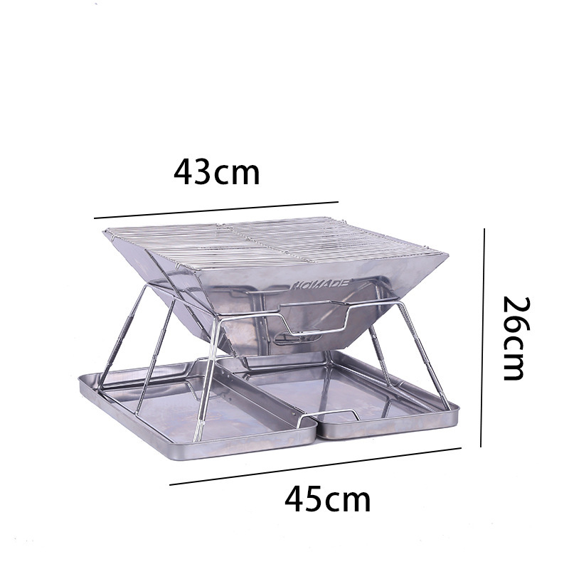 Outdoor stainless steel folding barbecue grill, portable wood-burning stove, barbecue rack, charcoal stove and burning platform details Picture
