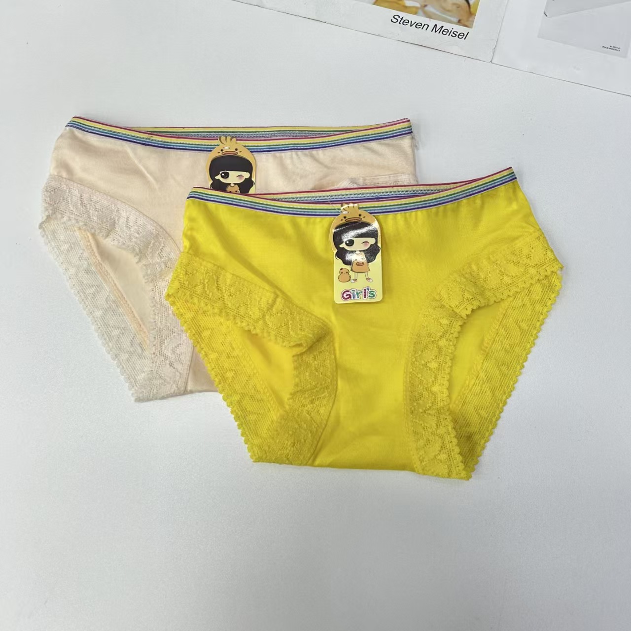 DD-1206# Export Underwear Mixed Color Women's Underwear Children's Wear Colorful waistband Lace hem Children's Underwear Simple and cute Style Women's third grade Underwear Underwear Women QNI Application Scenario