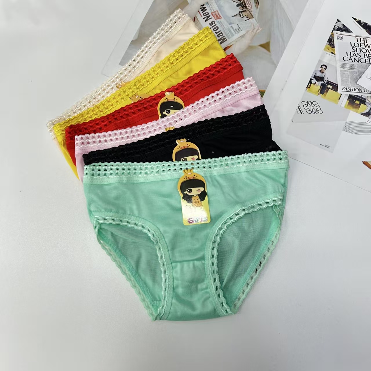 DD-4602# Export Middle East and Africa children's underwear Woven embroidery lace Children's underwear Comfortable Breathable underwear women QNI Specification drawing