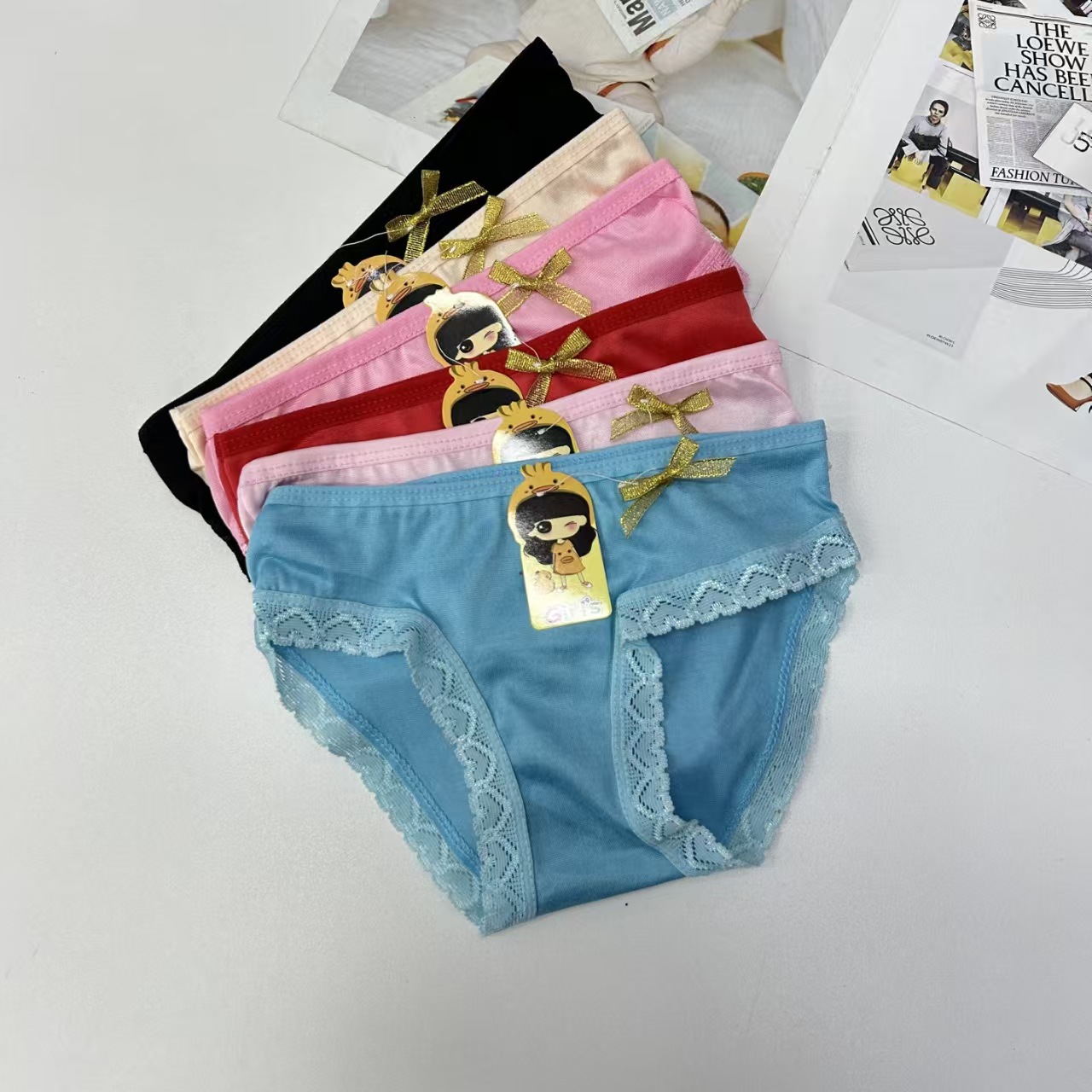 DD-516# Export Underwear Mixed color women's Underwear Children's Clothing Solid color bow decoration Children's underwear Simple and cute style Women's third grade Underwear Underwear Women QNI Specification drawing