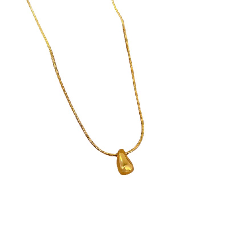 【 All-titanium Steel 】 Small water drop elegant furnace, real gold necklace, female Instagram Internet celebrity collarbone chain accessory Item Picture