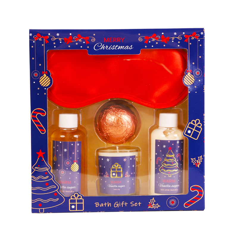 Bath Gift Set Personal Body Care Set Long-lasting Fragrance Body Wash Body Lotion Scented Candle Explosive Salt Eye Mask Great Gift for Festivals