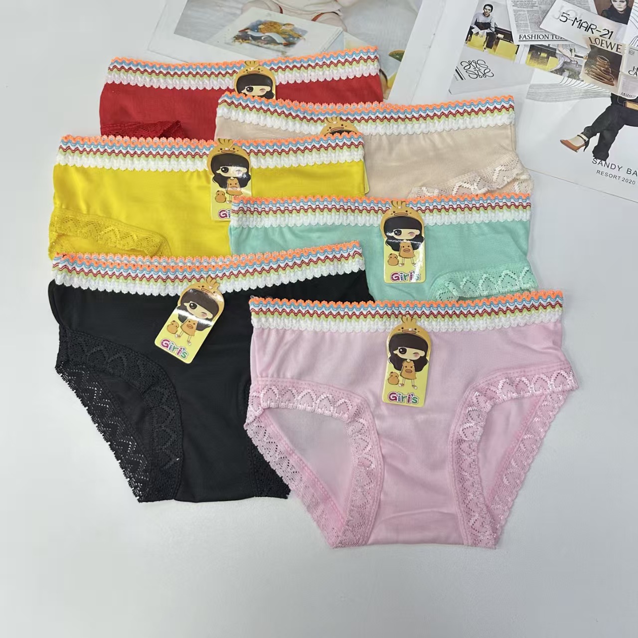 DD-2310-6# Children's Underwear for export to the Middle East and Africa, colorful woven embroidered lace children's underwear, comfortable and breathable underwear for women, QNI Item Picture