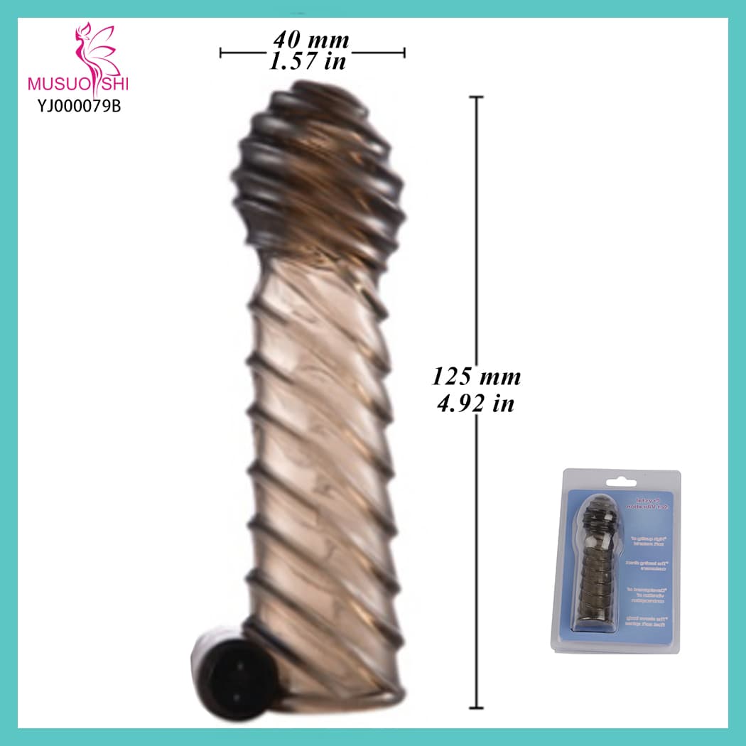 YJ000079B High Quality Cheap Man Delay Ejaculation Vibrating Jugetes Sexuales Pennis Ring Set Endurance Sexe for Penis Sex Toys  Spiral Textured Adult Toy - 4.92 in Length full figure