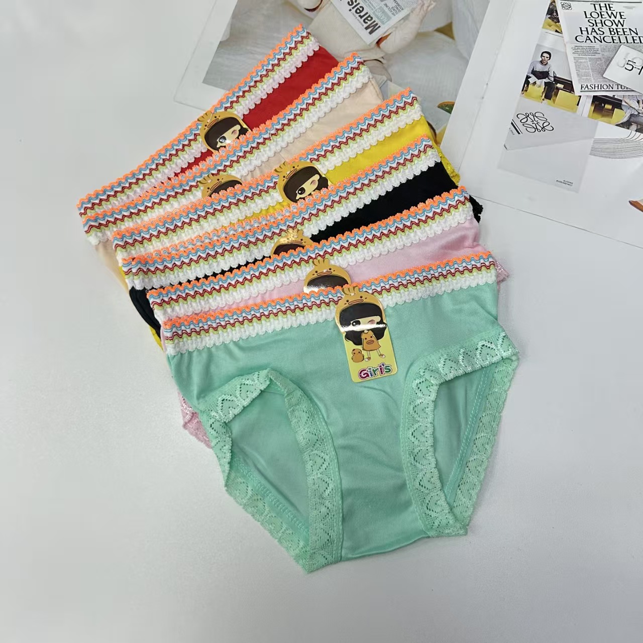 DD-2310-6# Children's Underwear for export to the Middle East and Africa, colorful woven embroidered lace children's underwear, comfortable and breathable underwear for women, QNI Specification drawing