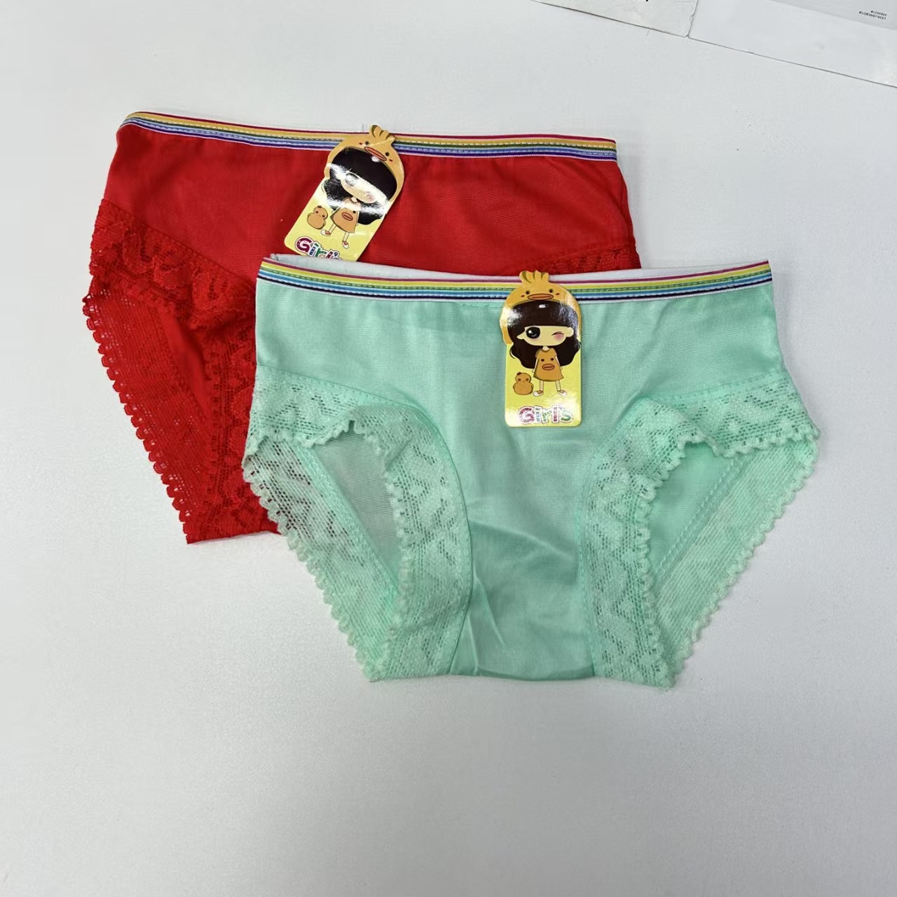DD-1206# Export Underwear Mixed Color Women's Underwear Children's Wear Colorful waistband Lace hem Children's Underwear Simple and cute Style Women's third grade Underwear Underwear Women QNI details Picture
