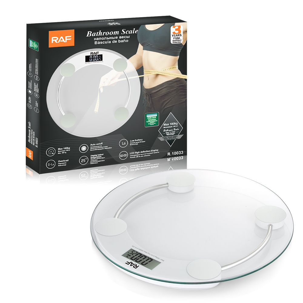 RAF Precision kitchen electronic scale, household round tempered glass weighing food, high-precision small gram scale, gram scale Item Picture