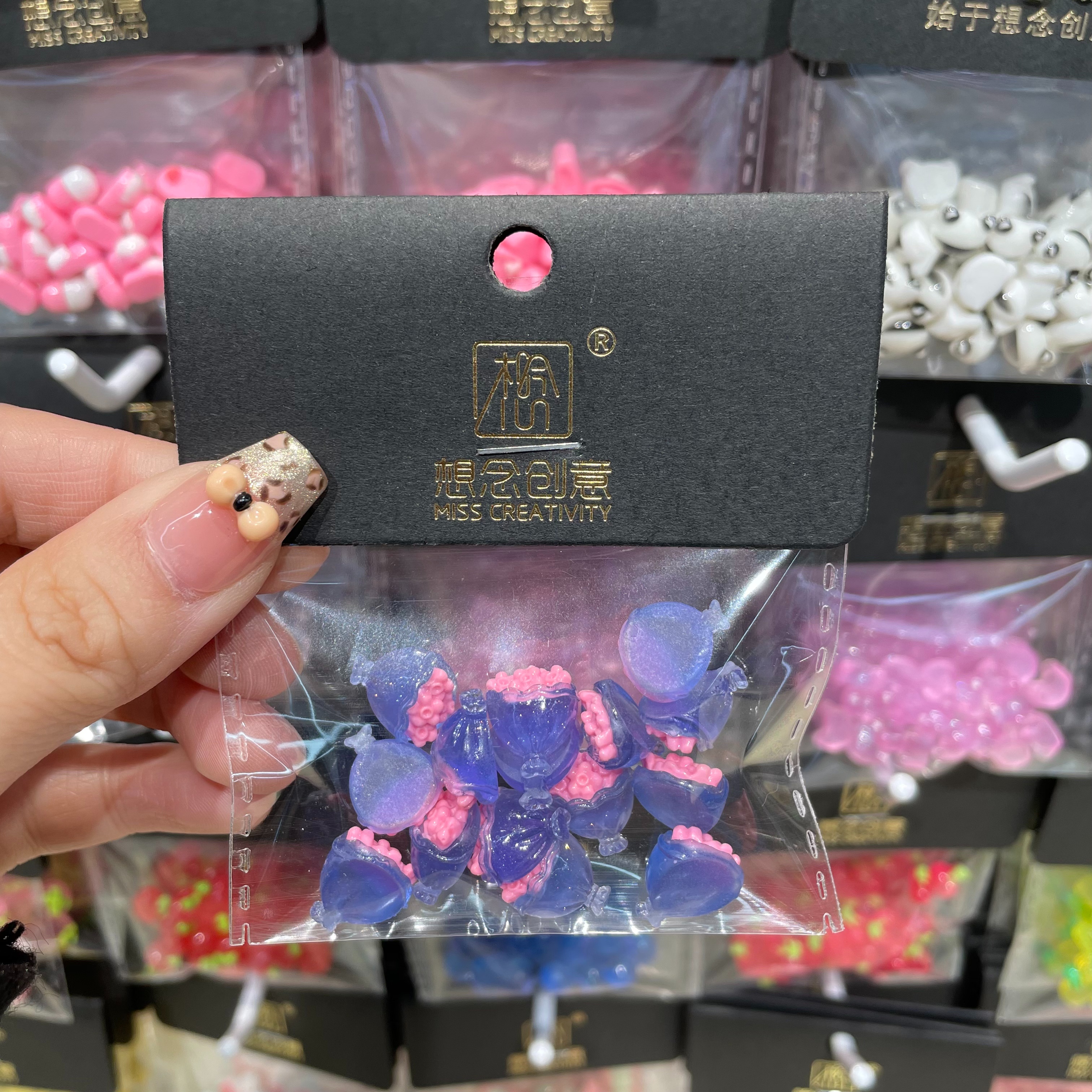 想念创意透闪蓝色迷你花束吊坠^创意潮流DIY套装^详情7