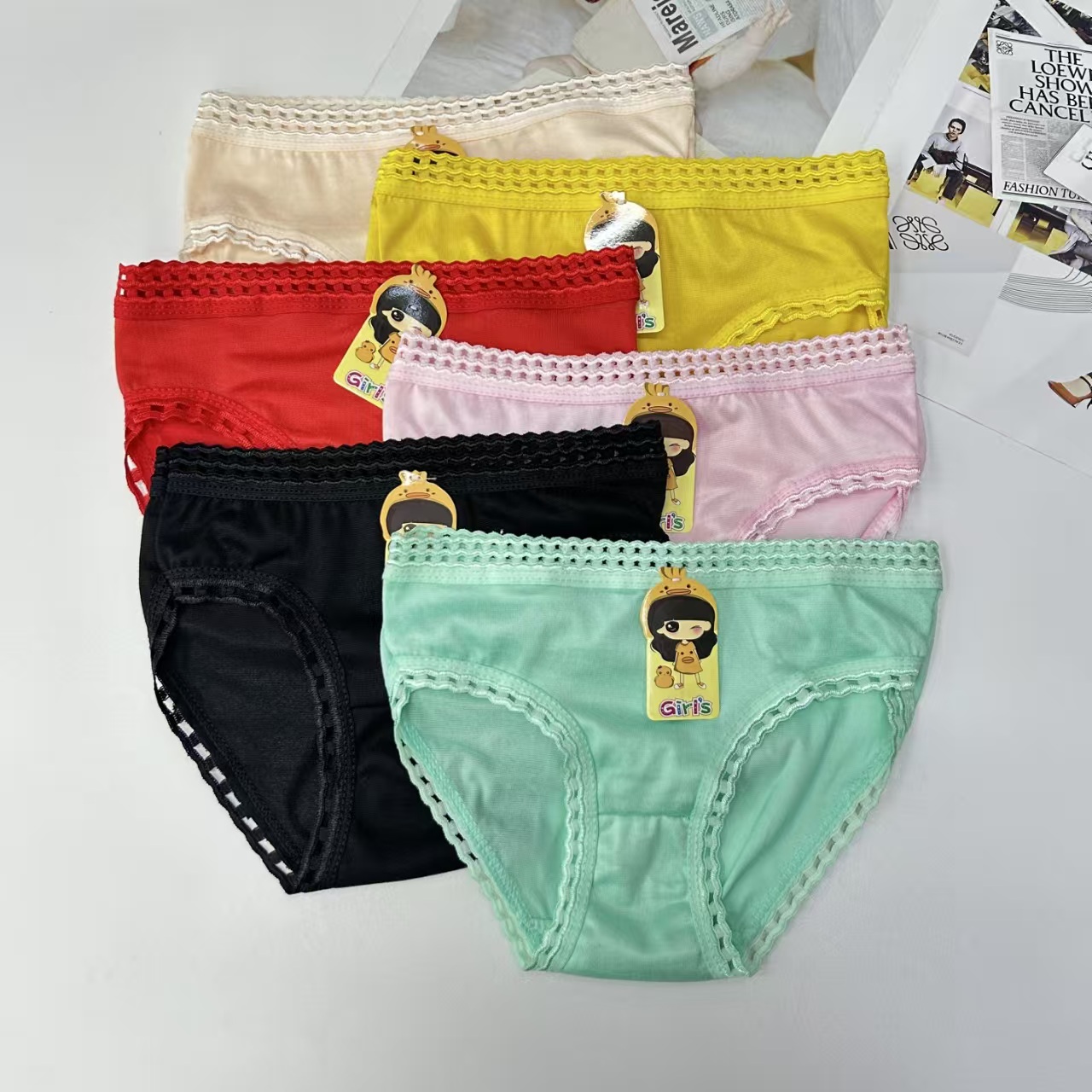 DD-4602# Export Middle East and Africa children's underwear Woven embroidery lace Children's underwear Comfortable Breathable underwear women QNI Item Picture
