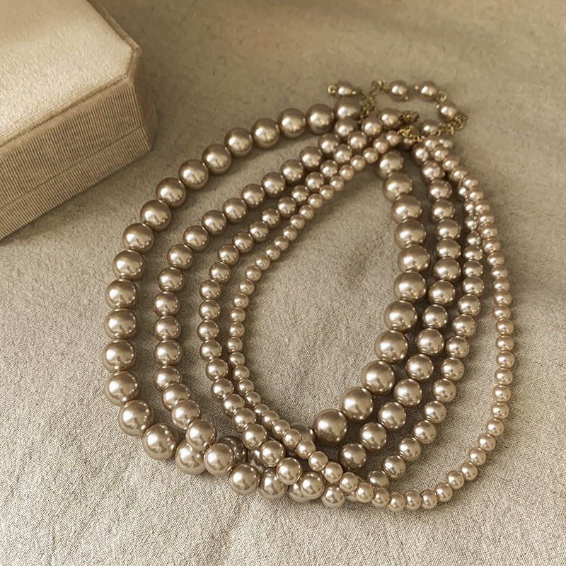 French retro high-end pearl necklace, fashionable, niche and versatile sweater chain, light luxury and individual design sense necklace for women Specification image