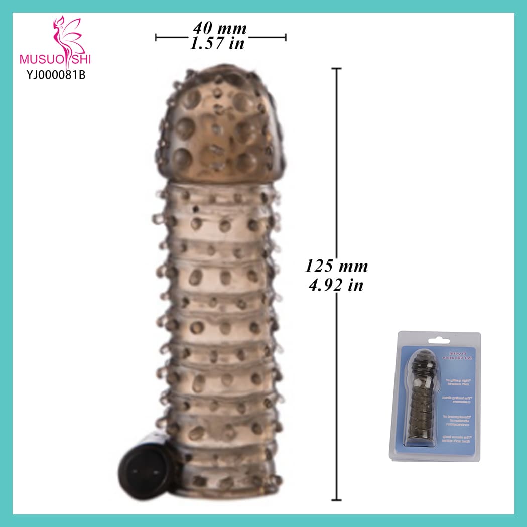 YJ000081B Vibrating Ring Condom Ring Vibrator BDSM Toys for Male Female Adult Sex Toys Low Noise Textured Silicone Vibrator - 4.92 in, 1.57 in Diameter full figure